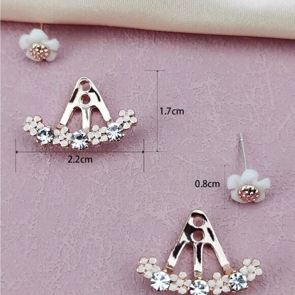 5/$25  Sided Ear Jacket Earrings Rhinestone Earrings - Picture 5 of 6